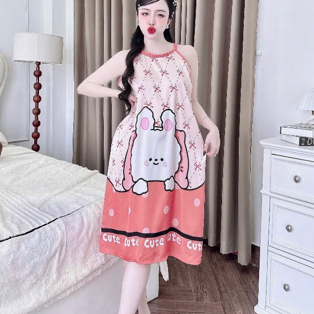 Đồ ngủ dễ thương,đầm lụa ngủ,váy ngủ đẹp,đồ ngủ lụa lạnh cao cấp dành cho nữ nhiều họa tiết cute[14]