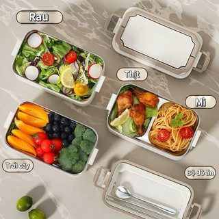 Hộp inox 304 đựng cơm giữ nhiệt Chubby Chef Hộp cơm văn phòng dùng được trong lò vi sóng TẶNG đũa muỗng