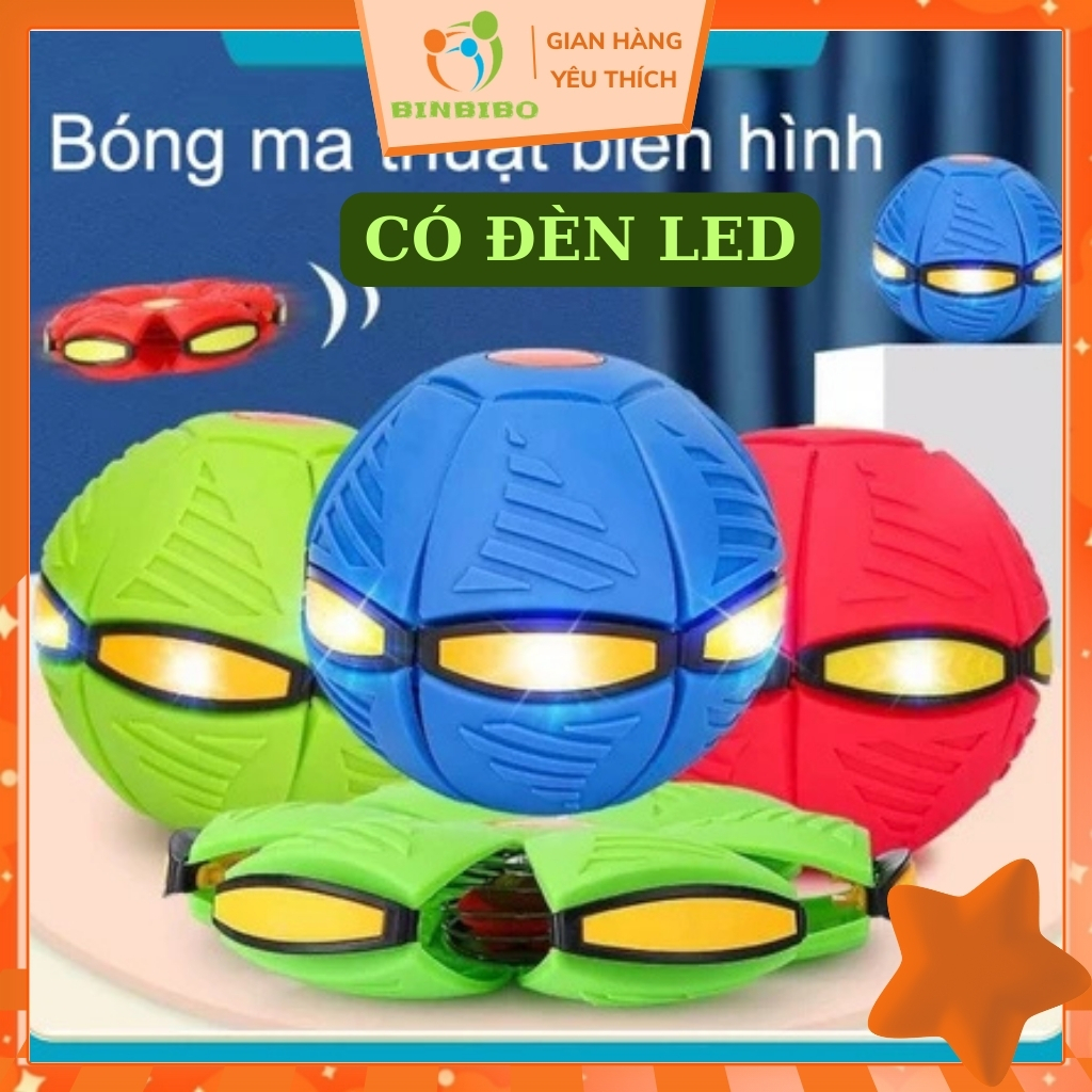 Bóng ma thuật tự nảy có đèn led đồ chơi dạng banh ném đĩa bay, bóng lò xo cho bé