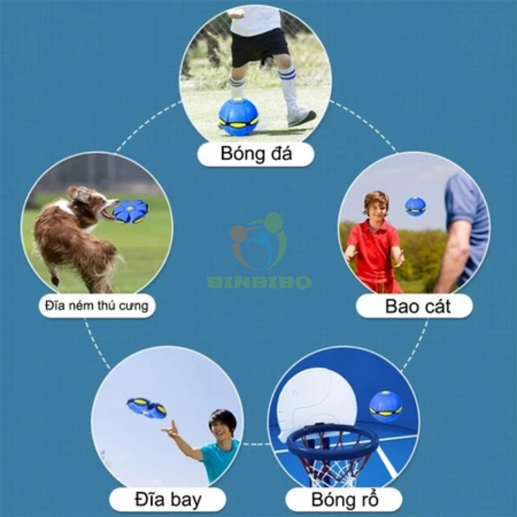 Bóng ma thuật tự nảy có đèn led đồ chơi dạng banh ném đĩa bay, bóng lò xo cho bé