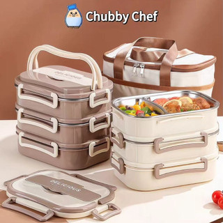 Hộp inox 304 đựng cơm giữ nhiệt Chubby Chef Hộp cơm văn phòng dùng được trong lò vi sóng TẶNG đũa muỗng