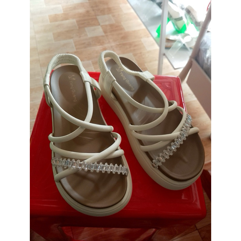 Sandal Nữ Đế Cao Thời Trang Hàn Quốc, Quai Đan Dây Đính Đá Sang Trọng, Êm Chân, Dễ Đi, Giày Nữ Đi Chơi Đi Làm