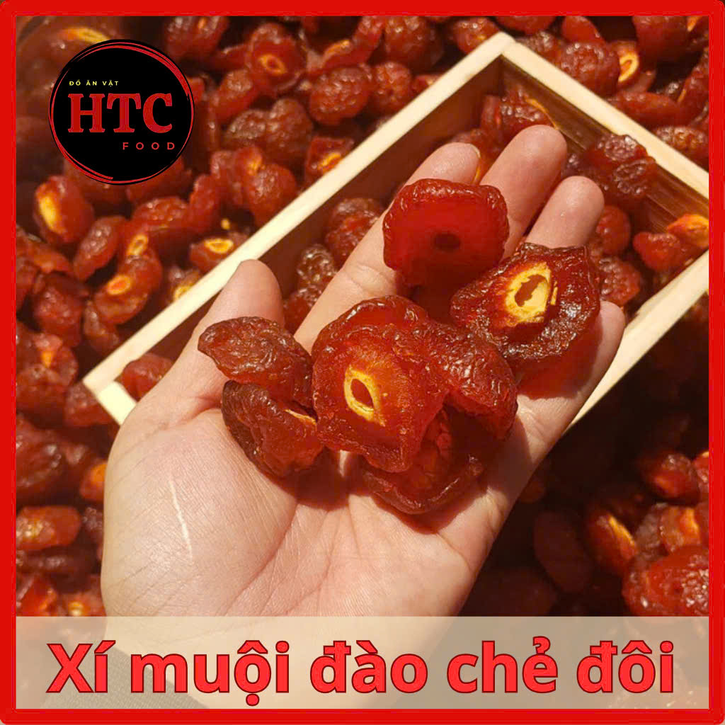 Ô mai xí muội đào nâu bổ đôi loại 1 giòn mềm dẻo, trái cây sấy dẻo, 250g/500g, đồ ăn vặt HTC Food