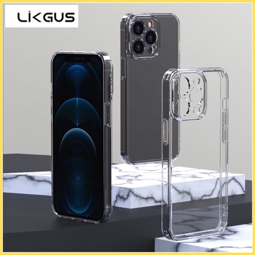 Ốp Likgus trong suốt chống ố vàng bảo vệ camera viền dẻo IPhone 11 12 13 14 15 16 17Promax plus pro