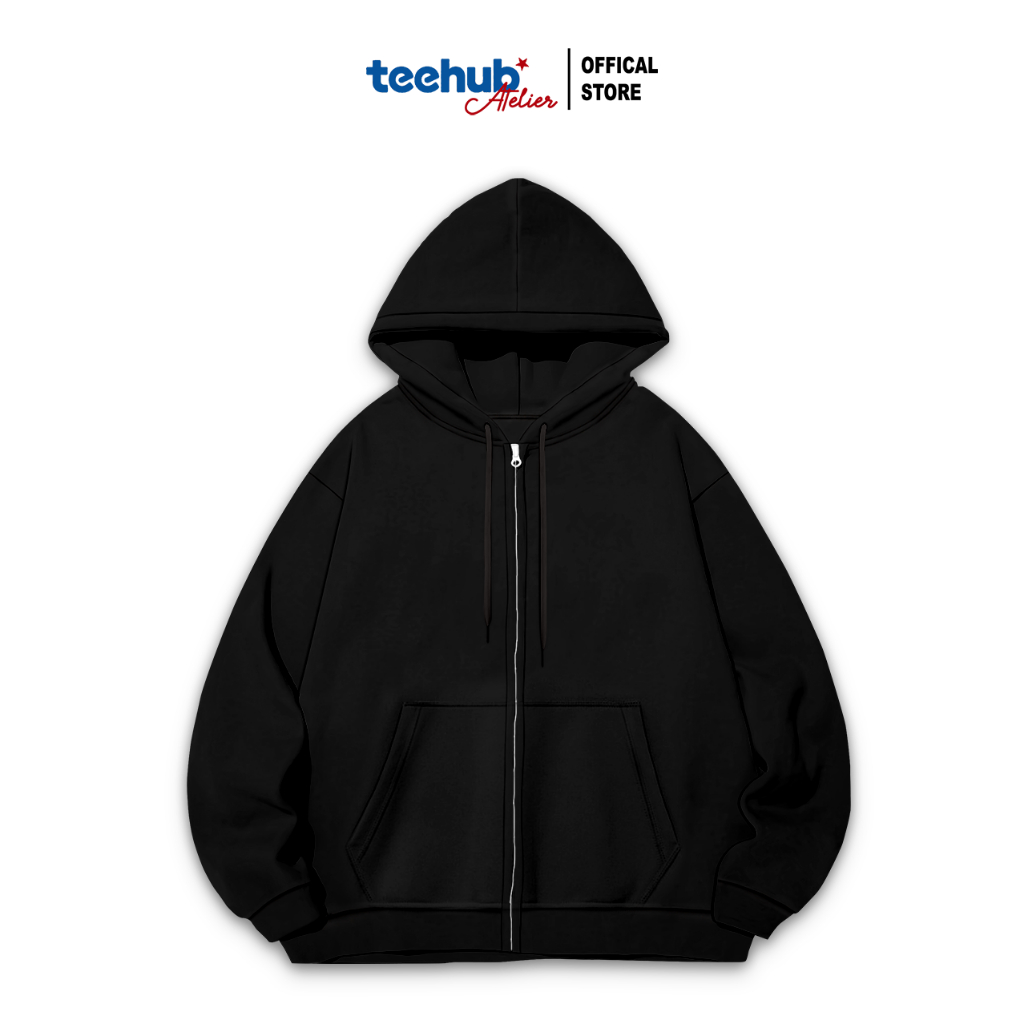 Áo Hoodie ZIP Trơn màu Khoác Nỉ Mũ TeeHub Nỉ Bông Cotton Unisex nam nữ Local Brand