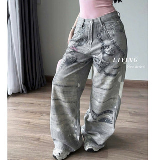 QCL1  Tổng hợp quần jeans suông hoạ tiết 3D siêu chất xịn sò