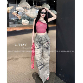 QCL1  Tổng hợp quần jeans suông hoạ tiết 3D siêu chất xịn sò