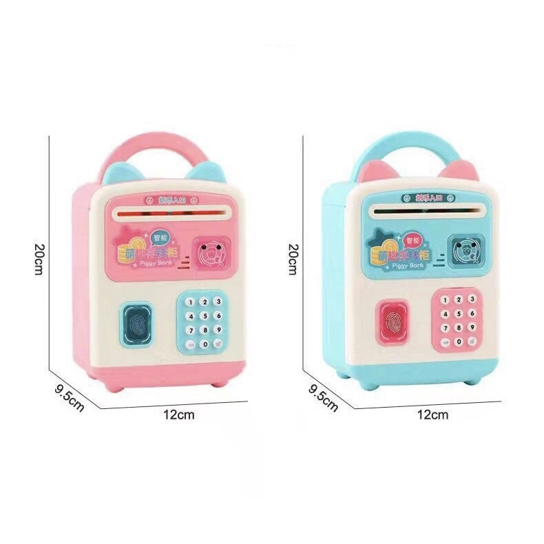 Két Sắt Mini Đồ Chơi Cho Bé Mở Khóa Vân Tay + Mật Khẩu Có Nhạc