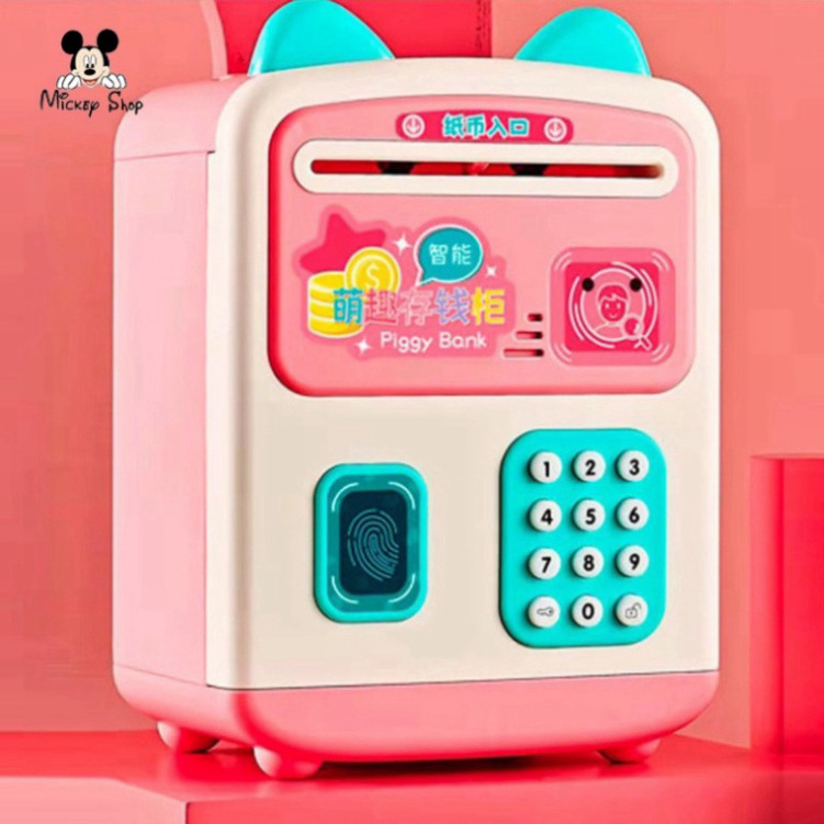 Két Sắt Mini Đồ Chơi Cho Bé Mở Khóa Vân Tay + Mật Khẩu Có Nhạc