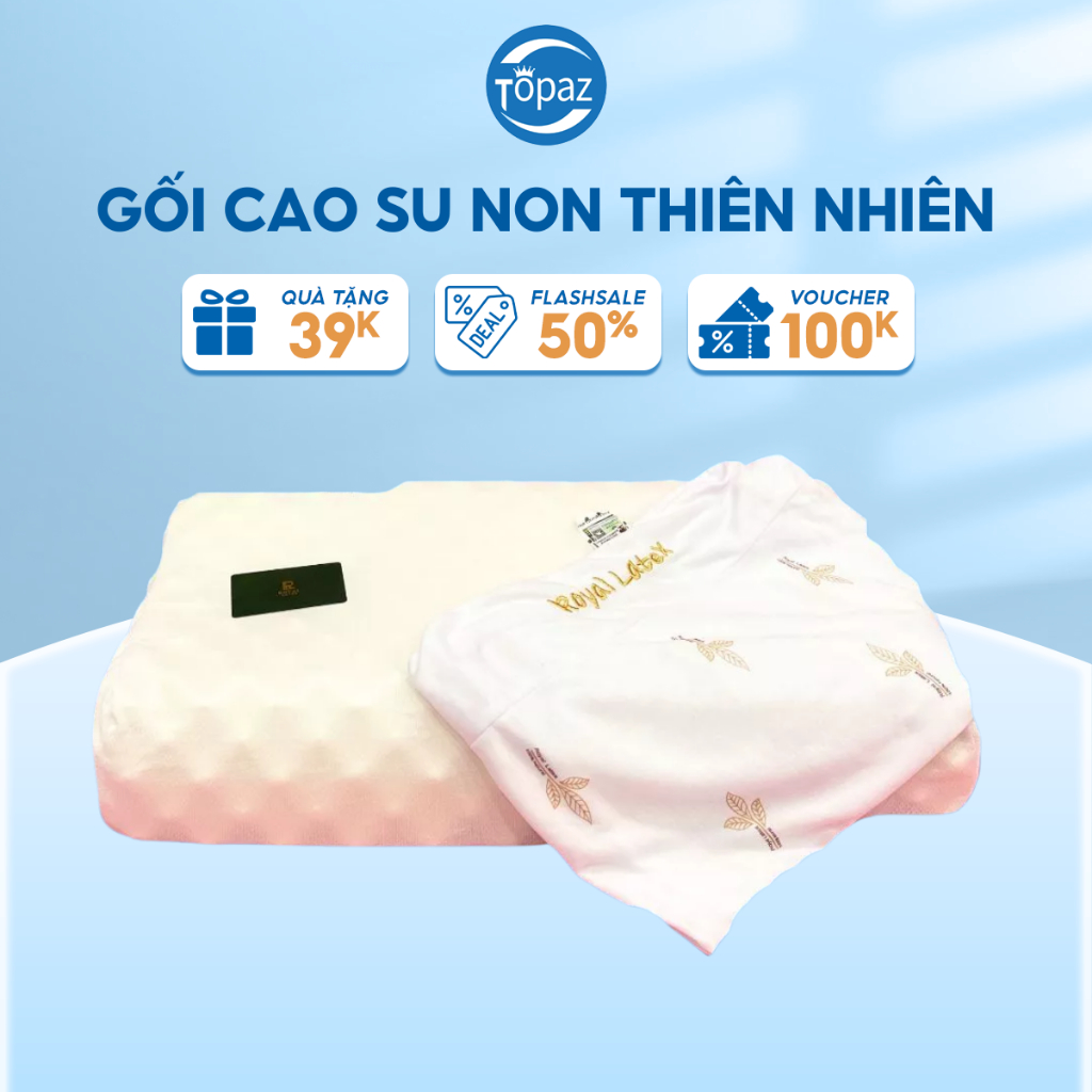 Gối cao su non thiên nhiên royal latex chính hãng TOPAZ nhập khẩu thiết kế lượn sóng có gai massage giúp bạn ngủ ngon