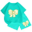 Set Quần Áo Cộc Tay Bé Trai Bé Gái – Vải Cotton Thoáng Khí, Hình Nơ Xanh Lá Chấm Bi Đáng Yêu (M 260)