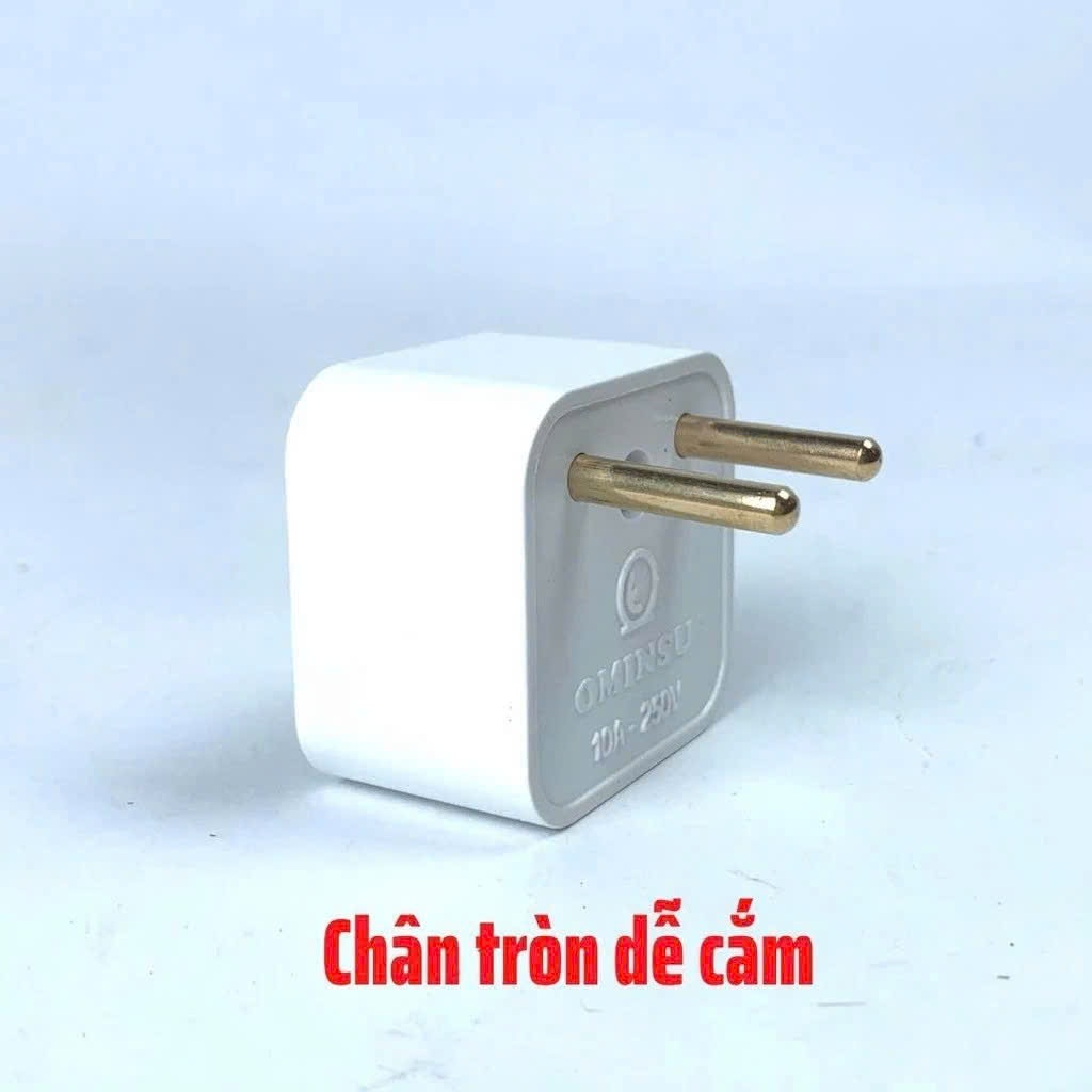 Phích cắm chuyển đổi OMINSU chuyển 3 chân sang 2 chân, 10A -25V
