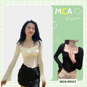 Áo ren nữ hoa nổi tay dài vạt nhọn, áo croptop tay dài A5905