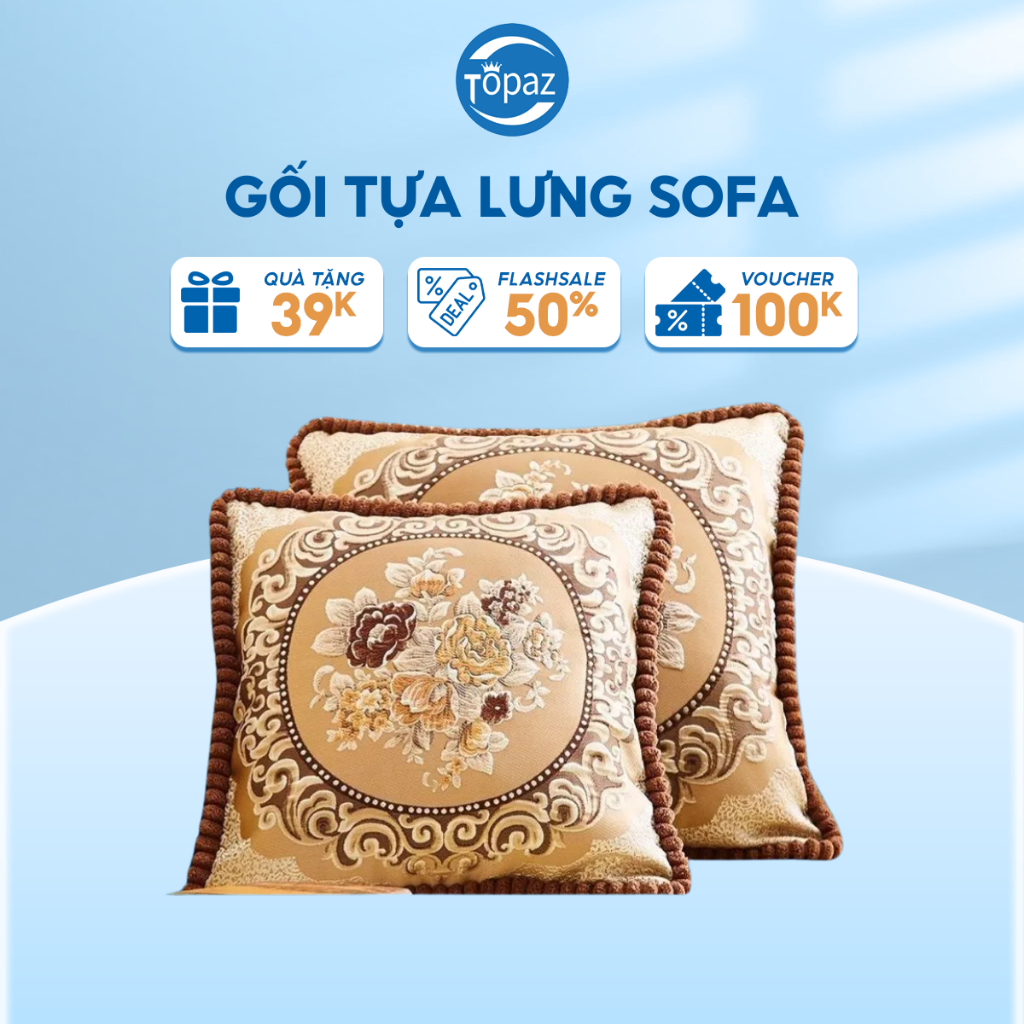 Gối tựa lưng sofa phong cách hoàng gia chính hãng TOPAZ kèm ruột gối bông mang lại cho bạn cảm giác dễ chịu êm ái