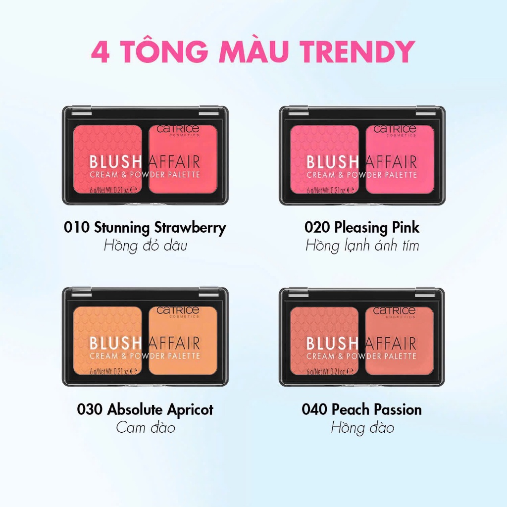 Bảng má hồng kết hợp dạng kem và phấn Catrice Blush Affair Cream & Powder Palette 6g