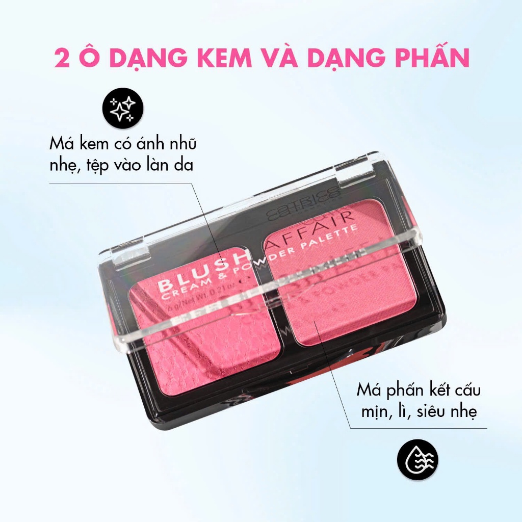 Bảng má hồng kết hợp dạng kem và phấn Catrice Blush Affair Cream & Powder Palette 6g