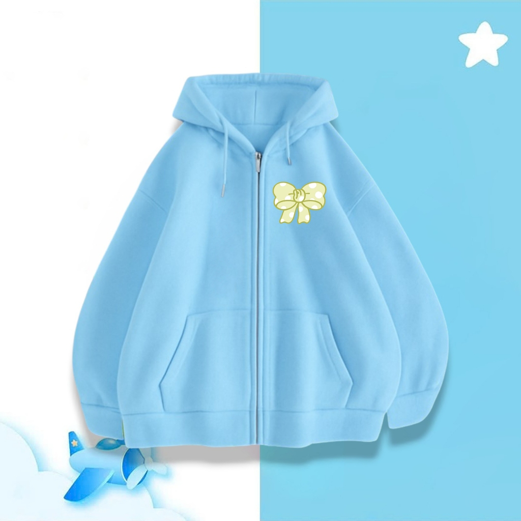 Áo Khoác Bé Gái Mùa Đông Có Có Túi Bên Trong – Chất Nỉ Cotton Ấm Áp, Hình Nơ Xanh Lá Chấm Bi (M 260)