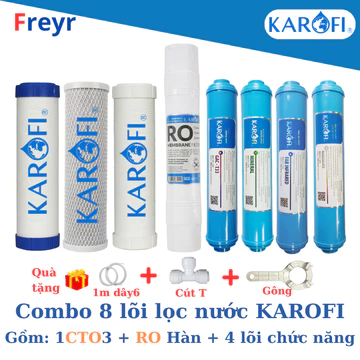 Combo 8 Lõi lọc nước Karofi chính hãng (lõi 2 CTO Lưới) Dùng cho máy lọc nước Karofi S-S038