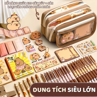 Hộp Bút Vải Canvas 2 Ngăn Dung Tích Lớn - Túi Đựng Bút Dung Tích Lớn - Phong Cách hàn Quốc