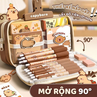 Hộp Bút Vải Canvas 2 Ngăn Dung Tích Lớn - Túi Đựng Bút Dung Tích Lớn - Phong Cách hàn Quốc