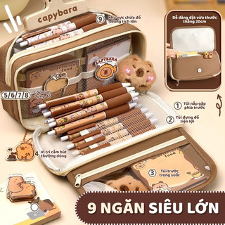 Hộp Bút Vải Canvas 2 Ngăn Dung Tích Lớn - Túi Đựng Bút Dung Tích Lớn - Phong Cách hàn Quốc