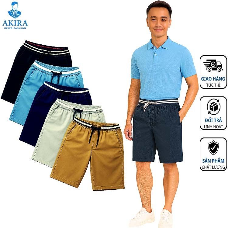 Quần short nam kaki lưng thun thời trang, mặc đi chơi đi học