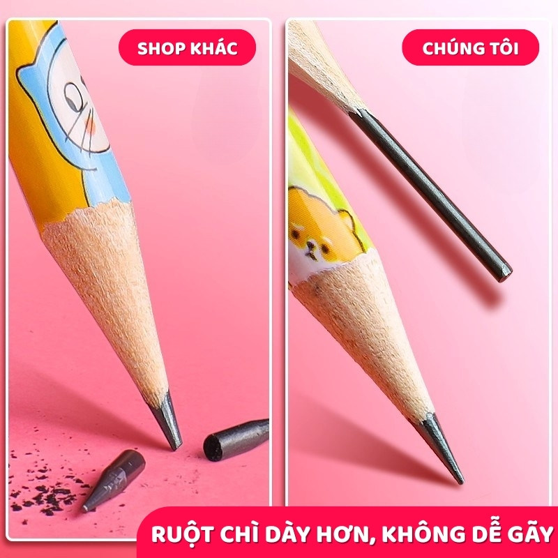 Bút Chì Hoạt Hình Có Tẩy - Bút Chì Gỗ Chất Lượng Cao, Ruột Chì Bền Chắc, Nét Rõ Ràng, Mẫu Mã Đa Dạng