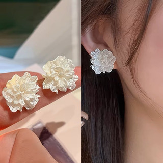 Bông tai nữ chuôi bạc 925 hoa san hô phong cách tiểu thư khuyên tai, phụ kiện trang sức