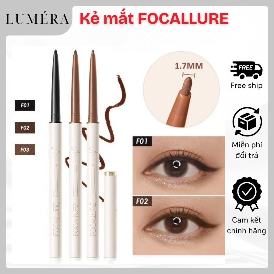 Chì Kẻ Mắt FOCALLURE FA243 Siêu Mảnh 1.7mm Dạng Gel Đầu Mỏng Chống Thấm Nước Dễ Sử Dụng Lâu Trôi 1g