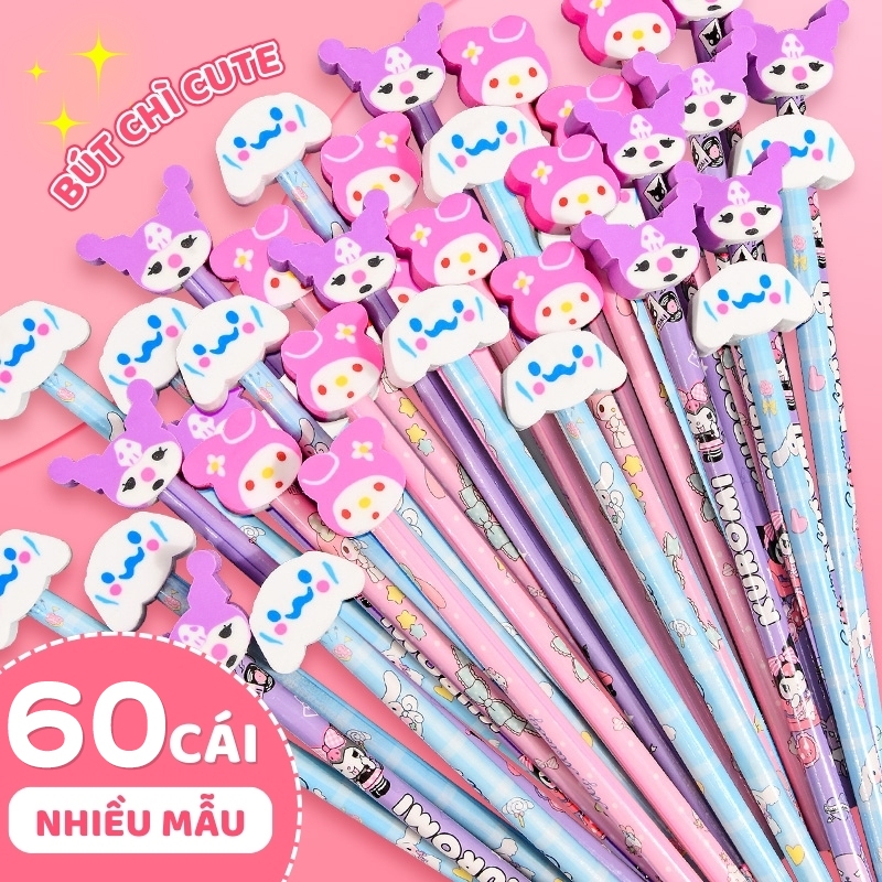 Bút Chì Có Tẩy Mini Hoạt Hình - Bút Chì Gỗ Học Sinh Không Độc Hại, Ruột Chì Nét Đậm, Dễ Viết, Ít Gãy