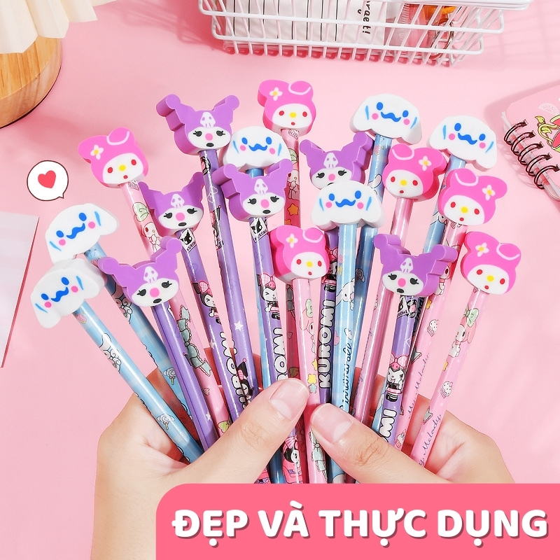 Bút Chì Có Tẩy Mini Hoạt Hình - Bút Chì Gỗ Học Sinh Không Độc Hại, Ruột Chì Nét Đậm, Dễ Viết, Ít Gãy