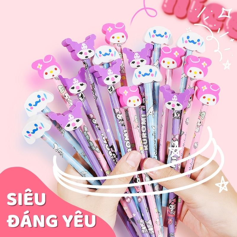 Bút Chì Có Tẩy Mini Hoạt Hình - Bút Chì Gỗ Học Sinh Không Độc Hại, Ruột Chì Nét Đậm, Dễ Viết, Ít Gãy