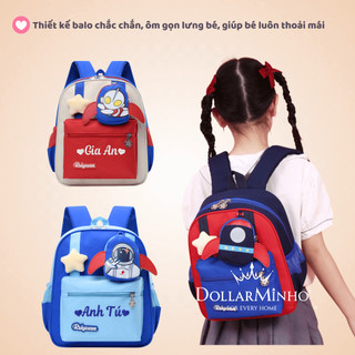 (Thêu Tên) Balo Mẫu Giáo Trẻ Em Dễ Thương Có Ví Mini Nhân Vật, Đi Học Đi Dã Ngoại Tiện Lợi