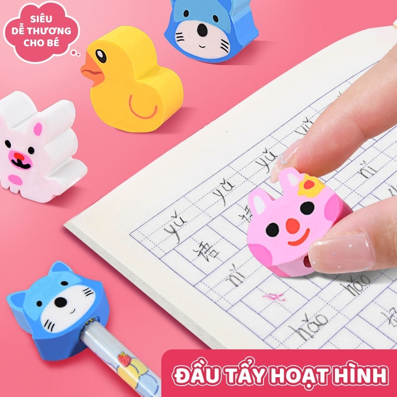 Bút Chì Gỗ Kèm Tẩy Hoạt Hình - Chì Viết Nét Rõ, An Toàn Tuyệt Đối, Dùng Cho Mọi Lứa Tuổi Học Sinh