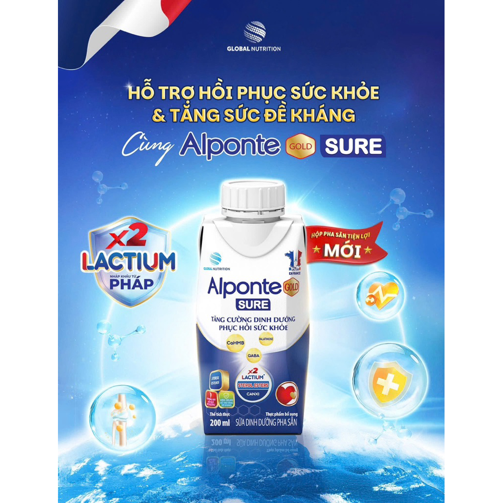 Sữa pha sẵn Alponte Gold Sure hộp 200ml 1 thùng 24 chai