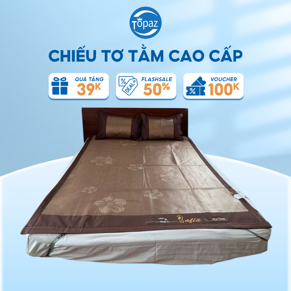 Chiếu Tơ Tằm Cao Cấp TOPAZ BEDDING, Hàng Nhập Khẩu Chất Liệu 100% Tơ Tằm Tự Nhiên Thoáng Khi Nằm Mát