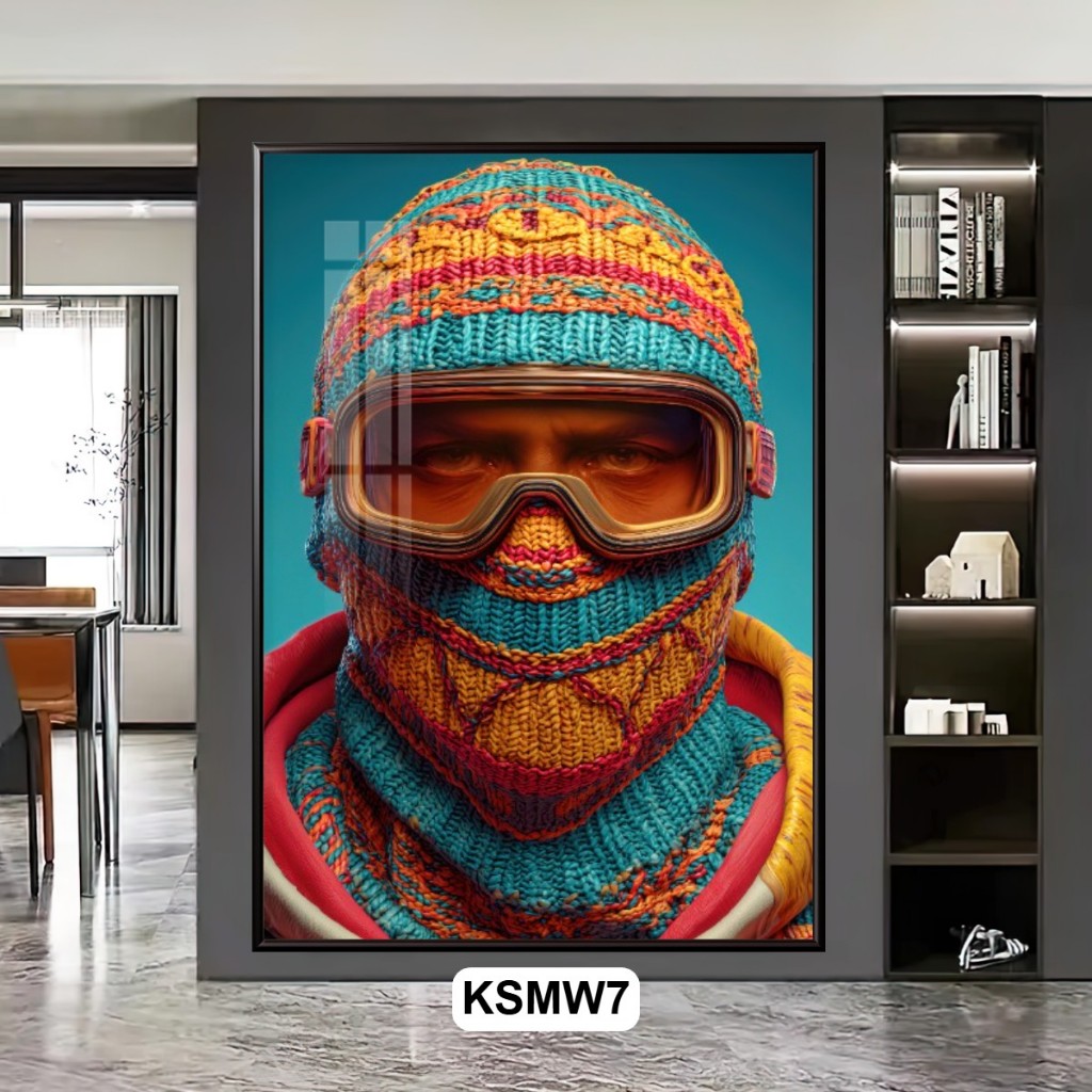 Tranh Tráng Gương Nghệ Thuật Ski Mask Phong Cách Carpetman - Tranh Treo Tường Nghệ Thuật Decor Tiệm Xăm, Hớt Tóc Barber