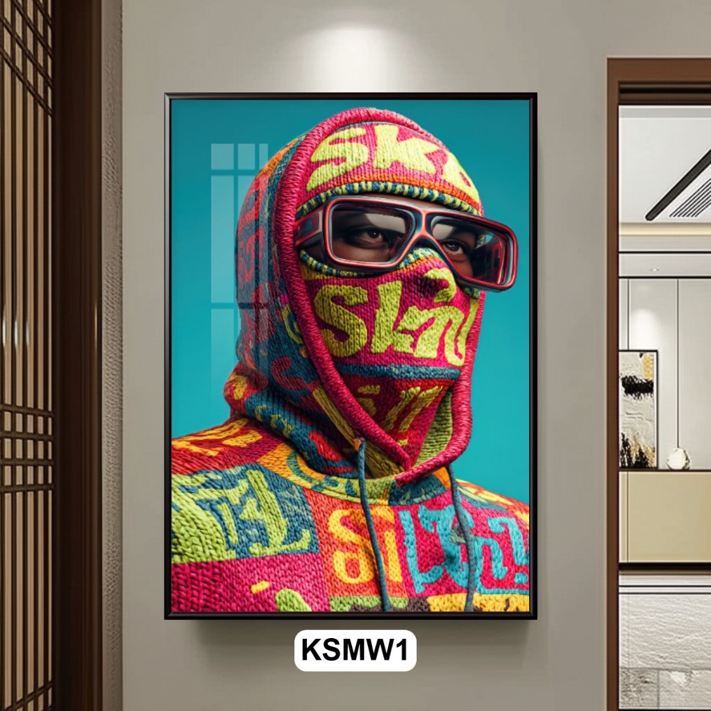 Tranh Tráng Gương Nghệ Thuật Ski Mask Phong Cách Carpetman - Tranh Treo Tường Nghệ Thuật Decor Tiệm Xăm, Hớt Tóc Barber