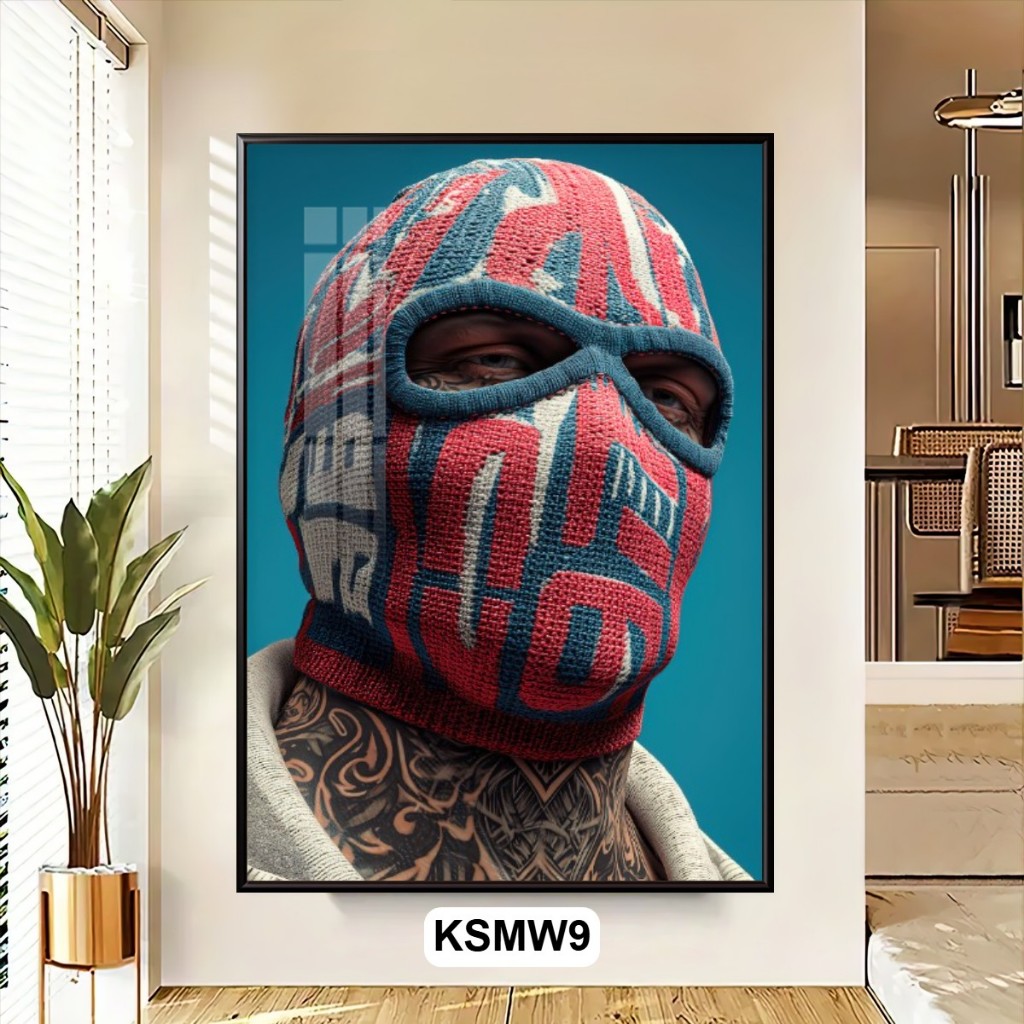 Tranh Tráng Gương Nghệ Thuật Ski Mask Phong Cách Carpetman - Tranh Treo Tường Nghệ Thuật Decor Tiệm Xăm, Hớt Tóc Barber