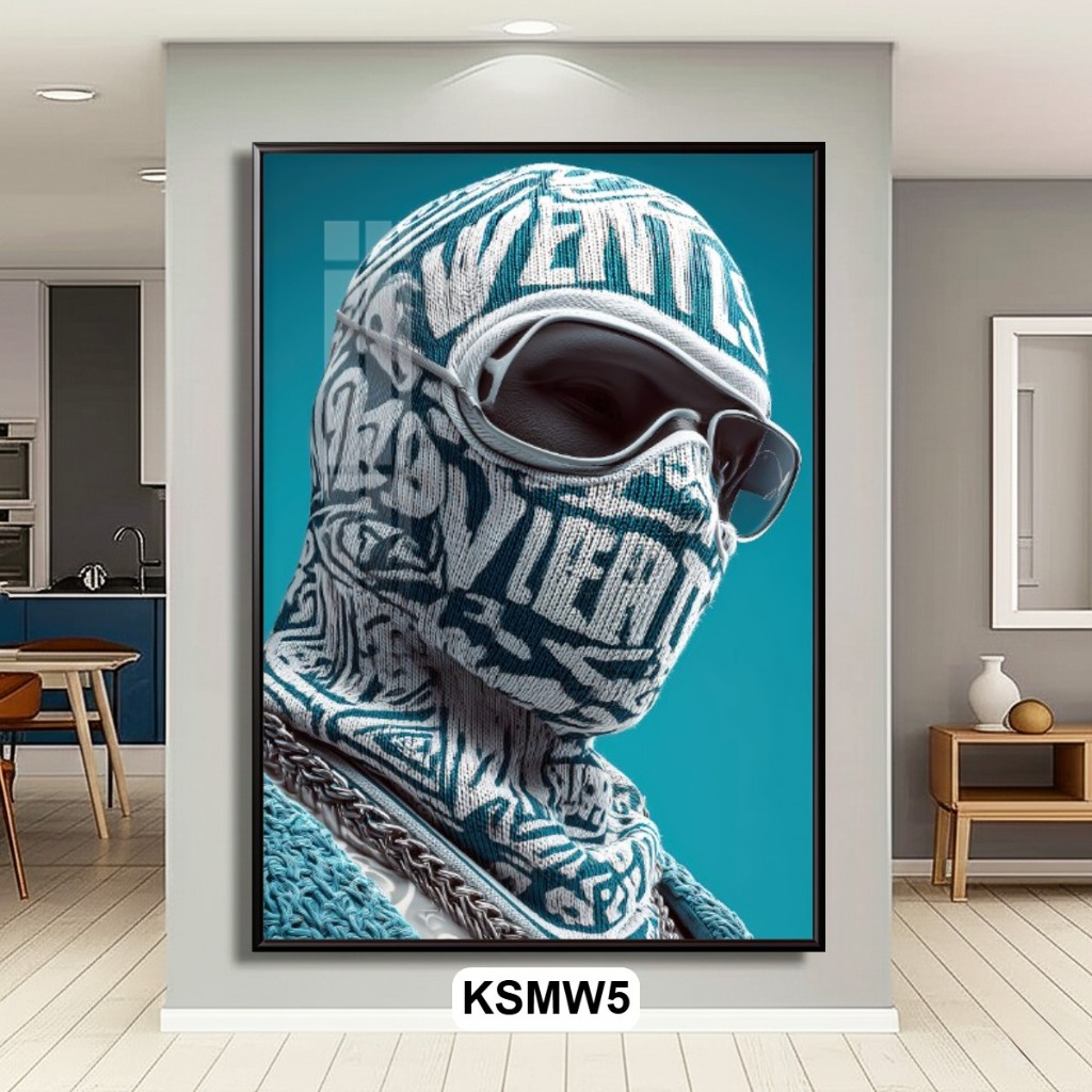 Tranh Tráng Gương Nghệ Thuật Ski Mask Phong Cách Carpetman - Tranh Treo Tường Nghệ Thuật Decor Tiệm Xăm, Hớt Tóc Barber