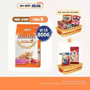 Thức ăn hạt cao cấp cho mèo Max Well từ Nhật Bản, dành cho mèo con, chăm sóc sức khỏe toàn diện - Vị cá, 800g