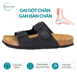 Sandal đế Cork Nam (Đen nâu), hỗ trợ nâng vòm và phòng chống gai bàn chân, bàn chân bẹt