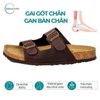 Sandal đế Cork Nam (Đen nâu), hỗ trợ nâng vòm và phòng chống gai bàn chân, bàn chân bẹt