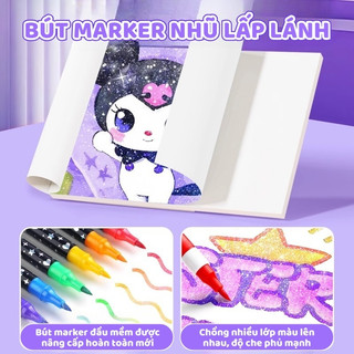 Bút Lông Màu Nhũ Kim Tuyến- Bút Màu Glitter Lấp Lánh, Viết Vẽ Trang Trí Sổ Tay, Nét Mềm Mại, An Toàn