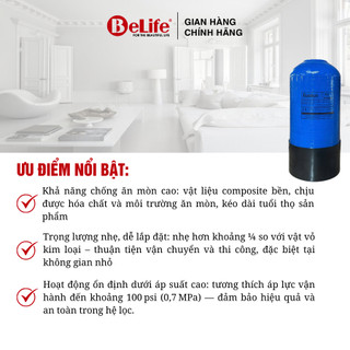 Vỏ cột lọc nước Composite 817 Euolux xử lý nước giếng khoan, nước máy gia đình (Tặng kèm trõ cột)