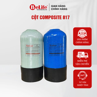 Vỏ cột lọc nước Composite 817 Euolux xử lý nước giếng khoan, nước máy gia đình (Tặng kèm trõ cột)
