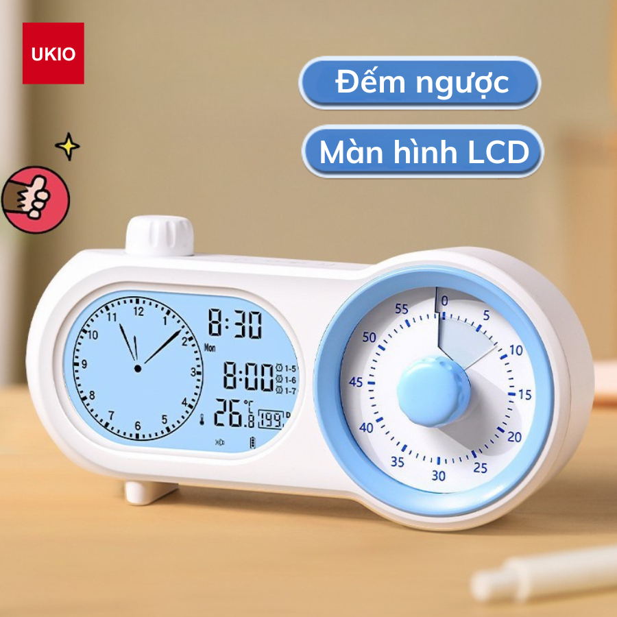 Đồng hồ để bàn đếm ngược UKIO màn hình LCD cao cấp, xoay để đếm ngược ...