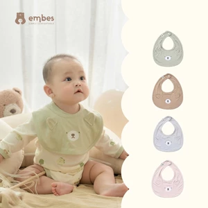 Khăn Cho Bé Embes, Yếm Tròn In Hình Gấu Dễ Thương Chất Mềm Mại, Thấm Hút Cho Bé Sơ Sinh, Ăn Dặm