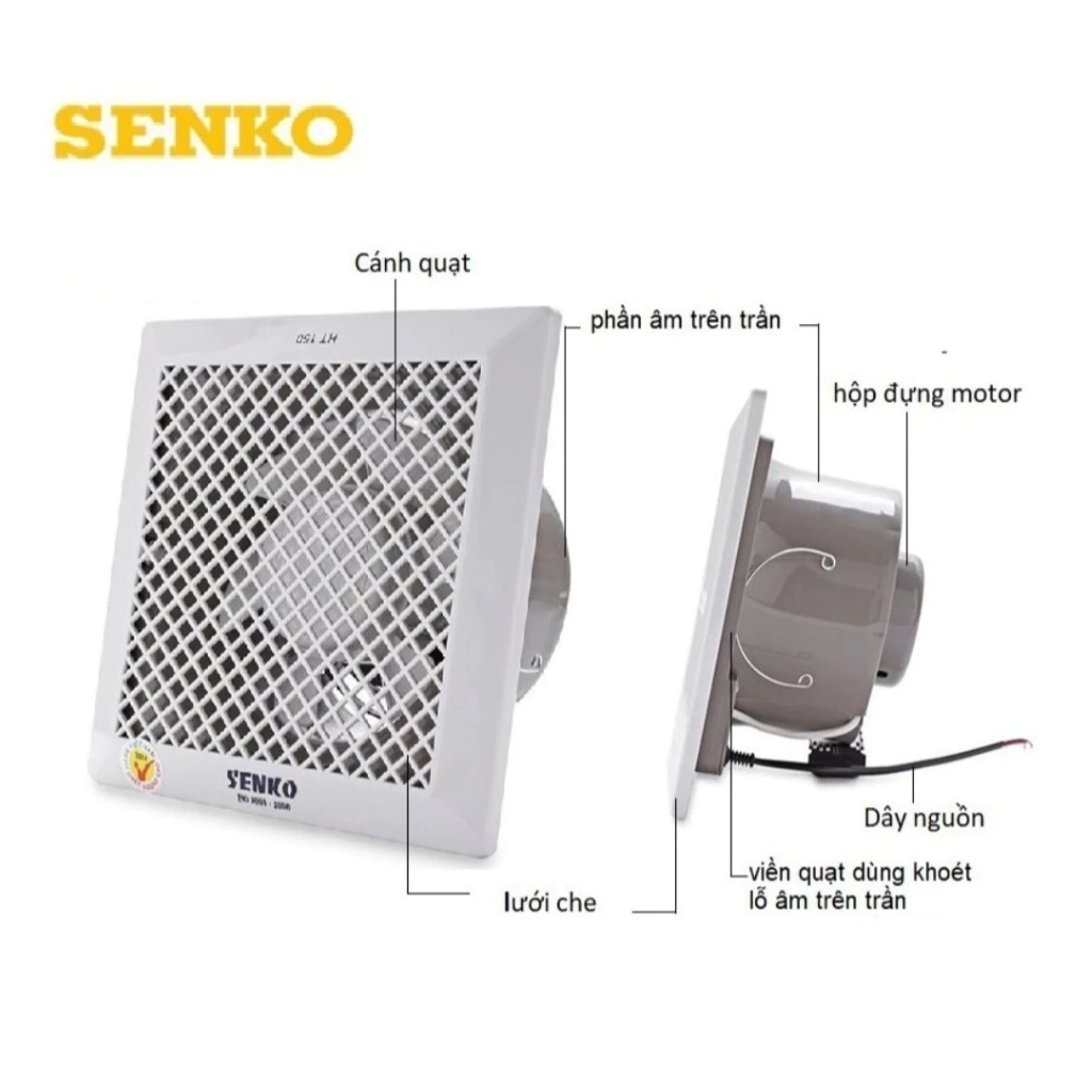 Quạt Hút Trần SENKO HT150 HT200 HT250, Quạt Thông Gió Hút Mùi Âm Trần ...