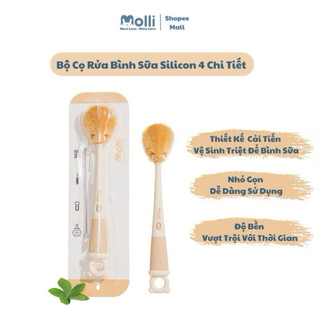 Cọ Rửa Bình Sữa Silicone Molli 4 Chi Tiết - Bộ Cọ Vệ Sinh Bình Sữa